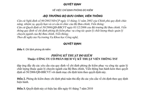 Quyết định 575/QĐ-BBCVT Chỉ định phòng đo kiểm