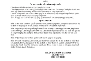 Quyết định 07/2007/QĐ-UBND đơn giá xây dựng nhà ở công trình phụ hộ tái định cư dự án di dân tái định cư Thủy điện Sơn La