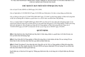 Quyết định 1372/QĐ-UBND 2007 nhiệm vụ quyền hạn tổ chức bộ máy Chi cục Kiểm lâm Quảng Ngãi