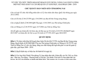 Quyết định 1792/QĐ-UBND năm 2007 chất lượng nhà giáo cán bộ quản lý Đồng Nai