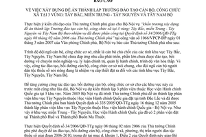 Báo cáo 1795/BC-BNV xây dựng đề án thành lập Trường đào tạo cán bộ công chức xã Tây Bắc miền Trung Tây Nguyên Tây Nam Bộ