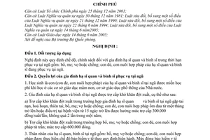 Nghị định 106/2007/NĐ-CP chế độ, chính sách đối với gia đình hạ sĩ quan binh sĩ tại ngũ