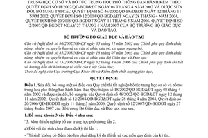 Quyết định 35/2007/QĐ-BGDĐT Quy chế tốt nghiệp bổ túc trung học cơ sở phổ thông sửa đổi Quyết định 18/2002/QĐ-BGD&ĐT 46/2002 12/2004 20/2006 12/2007