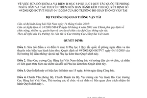 Quyết định 28/2007/QĐ-BGTVT Quy tắc quốc tế phòng ngừa đâm va tàu thuyền trên biển sửa đổi Phụ lục I 49/2005/QĐ-BGTVT