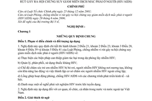 Nghị định 108/2007/NĐ-CP hướng dẫn Luật Phòng, chống nhiễm vi rút gây ra hội chứng suy giảm miễn dịch mắc phải ở người HIV/AIDS