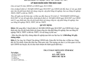 Quyết định 958/QĐ-UBND 2007 bổ sung mức thu chi phí công tác cấp phát bằng tốt nghiệp Bắc Kạn