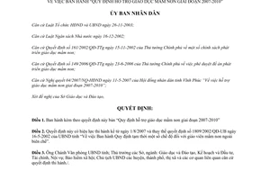 Quyết định 33/2007/QĐ-UBND hỗ trợ giáo dục mầm non 2007 2010 Vĩnh Phúc