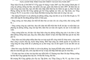 Chỉ thị 07/CT-BCN tăng cường công tác phòng chống lụt bão tìm kiếm, cứu nạn, giảm nhẹ thiệt hại thiên tai năm 2007