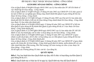 Quyết định 1969/QĐ-SGTCC Quy chế tổ chức hoạt động Khu Quản lý giao thông đô thị số 1 thuộc Sở Giao thông Công chính