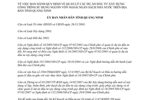 Quyết định 2222/2007/QĐ-UBND dự án đầu tư xây dựng công trình vốn ngoài NSNN