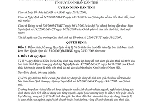 Quyết định 11/2007/QĐ-UBND bổ sung quy định về tỷ lệ % để tính tiền thuê đất Bình Định
