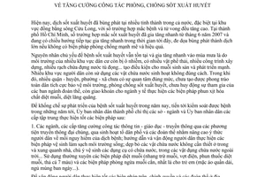 Chỉ thị 15/2007/CT-UBND tăng cường công tác phòng, chống sốt xuất huyết
