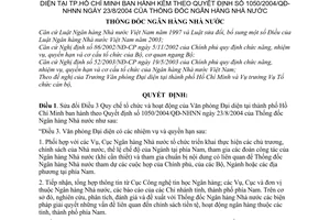 Quyết định 31/2007/QĐ-NHNN Quy chế tổ chức hoạt động Văn phòng Đại diện TP.Hồ Chí Minh sửa đổi Quyết định  1050/2004/QĐ-NHNN