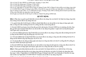 Quyết định 11/2007/QĐ-UBND ủy quyền, phân cấp quyết định đầu tư, thẩm định dự án lựa chọn nhà thầu sử dụng nguồn vốn ngân sách nhà nước tỉnh Quảng Trị