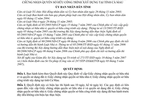 Quyết định 25/2007/QĐ-UBND cấp Giấy chứng nhận quyền sở hữu nhà ở