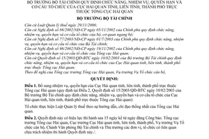 Quyết định 57/2007/QĐ-BTC chức năng nhiệm vụ quyền hạn tổ chức Cục Hải quan tỉnh liên tỉnh thành phố thuộc Tổng cục Hải quan sửa đổi 15/2003/QĐ-BTC