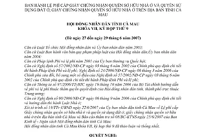 Nghị quyết 97/2007/NQ-HĐND lệ phí cấp giấy chứng nhận quyền sở hữu nhà