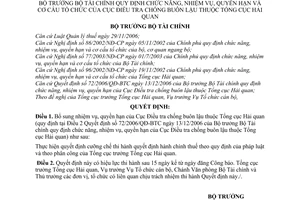 Quyết định 55/2007/QĐ-BTC chức năng nhiệm vụ quyền hạn cơ cấu tổ chức Cục Điều tra chống buôn lậu Tổng cục Hải quan sửa đổi Quyết định 72/2006/QĐ-BTC
