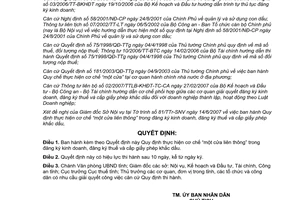 Quyết định 35/2007/QĐ-UBND cơ chế một cửa liên thông đăng ký kinh doanh đăng ký thuế Vĩnh Phúc