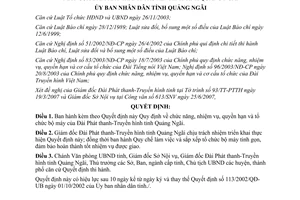 Quyết định 16/2007/QĐ-UBND chức năng nhiệm vụ Đài Phát thanh Truyền hình Quảng Ngãi