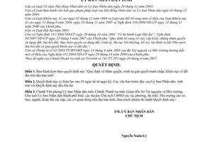 Quyết định 1490/2007/QĐ-UBND quy định thẩm quyền trình tự giải quyết tranh chấp khiếu nại đất đai