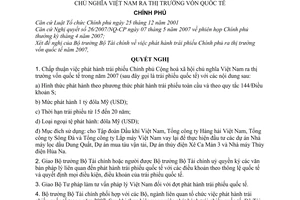 Nghị Quyết 07/NQ-CP phát hành trái phiếu quốc tế của Chính phủ Cộng hoà xã hội chủ nghĩa Việt Nam ra thị trường vốn quốc tế