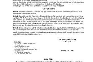 Quyết định 15/2007/QĐ-UBND quy trình tổ chức bồi thường, hỗ trợ, dự án di dân tái định cư thuỷ điện Sơn La