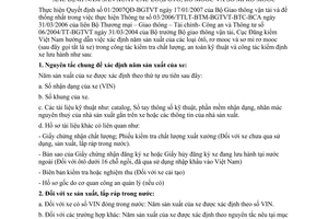 Hướng dẫn 555/ĐKVN xác định năm sản xuất  các loại ôtô, rơ mooc và sơ mi rơ mooc