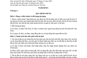 Nghị định 92/2007/NĐ-CP hướng dẫn Luật Du lịch