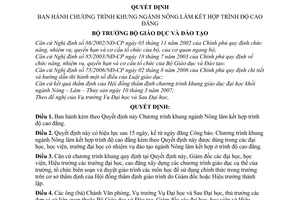 Quyết định 27/2007/QĐ-BGDĐT chương trình khung ngành nông lâm kết hợp trình độ cao đẳng