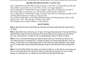 Quyết định 30/2007/QĐ-BGDĐT chương trình khung ngành khuyến nông trình độ cao đẳng
