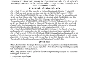 Quyết định 04/2007/QĐ-UBND tiêu chí phân loại xã khó khăn đồng bào dân tộc miền núi giai đoạn 2006-2010 tỉnh Điện Biên