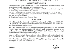 Quyết định 44/2007/QĐ-BTC dừng hoàn thuế tiêu thụ đặc biệt thuốc lá điếu sản xuất trong nước nhãn mác nước ngoài xuất khẩu