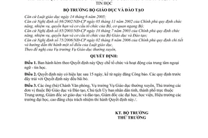 Quyết định 31/2007/QĐ-BGDĐT quy chế tổ chức hoạt động trung tâm ngoại ngữ tin học