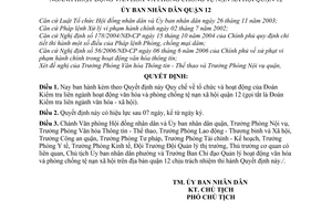 Quyết định 10/2007/QĐ-UBND-VHTT Quy chế tổ chức hoạt động Đoàn Kiểm tra liên ngành hoạt động văn hóa phòng chống tệ nạn xã hội quận 12