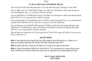 Quyết định 29/2007/QĐ-UBND xã hội hóa bảo vệ nâng cao sức khỏe nhân dân Bình Thuận
