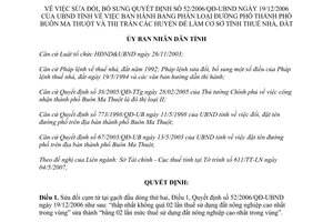 Quyết định 18/2007/QĐ-UBND sửa đổi bảng phân loại đường phố tính thuế nhà đất Đắk Lắk
