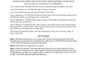 Quyết định 1322/QĐ-UBND cơ sở nguy hiểm cháy nổ bảo hiểm cháy nổ bắt buộc Thừa Thiên Huế