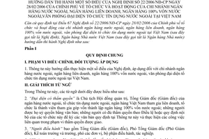 Thông tư 03/2007/TT-NHNN tổ chức hoạt động chi nhánh ngân hàng nước ngoài liên doanh 100% vốn nước ngoài VPĐD TCTD nước ngoài hướng dẫn 22/2006/NĐ-CP