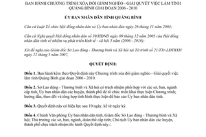 Quyết định 11/2007/QĐ-UBND Chương trình xóa đói giảm nghèo giải quyết việc làm Quảng Bình 2006 2010