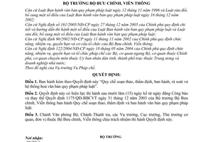 Quyết định 12/2007/QĐ-BBCVT quy chế soạn thảo thẩm định ban hành rà soát hệ thống hoá văn bản quy phạm pháp luật