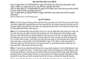 Quyết định 1968/QĐ-BTC cơ chế quản lý điều hành giá bán xăng