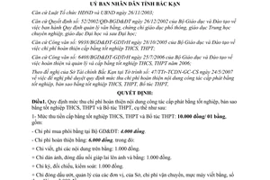 Quyết định 862/QĐ-UBND 2007 mức thu chi phí hoàn thiện cấp phát bằng tốt nghiệp Bắc Kạn