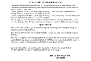 Quyết định 18/2007/QĐ-UBN Bảng quy định đơn giá bồi thường cây trồng,