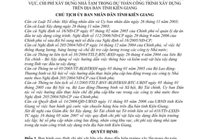 Quyết định 1005/QĐ-UBND chi phí vật liệu xây dựng