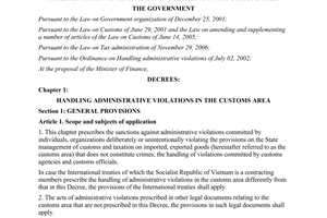 Decree No. 97/2007/ND-CP on handling administrative violations and enforcing
