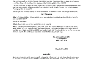 Quyết định 70/2007/QĐ-UBND Chương trình nước sạch vệ sinh môi trường nông thôn Nghệ An