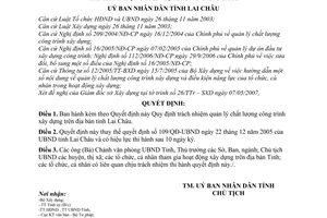 Quyết định 13/2007/QĐ-UBND trách nhiệm quản lý chất lượng công trình