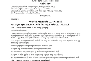 Nghị định 98/2007/NĐ-CP xử lý vi phạm pháp luật về thuế cưỡng chế thi hành quyết định hành chính thuế