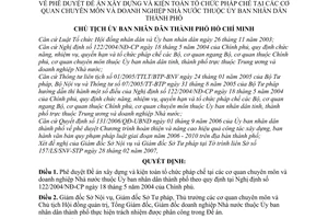 Quyết định 2496/QĐ-UBND phê duyệt Đề án xây dựng kiện toàn tổ chức pháp chế cơ quan chuyên môn doanh nghiệp Nhà nước  Ủy ban nhân dân thành phố
